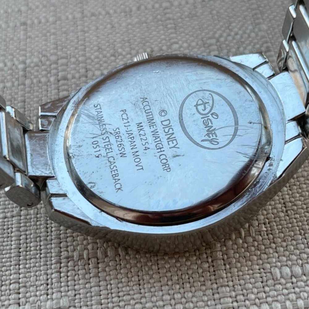 Disney Accutime Women Wristwatch Silver Tone Pink Face Quartz Watch - Picture 9 of 12